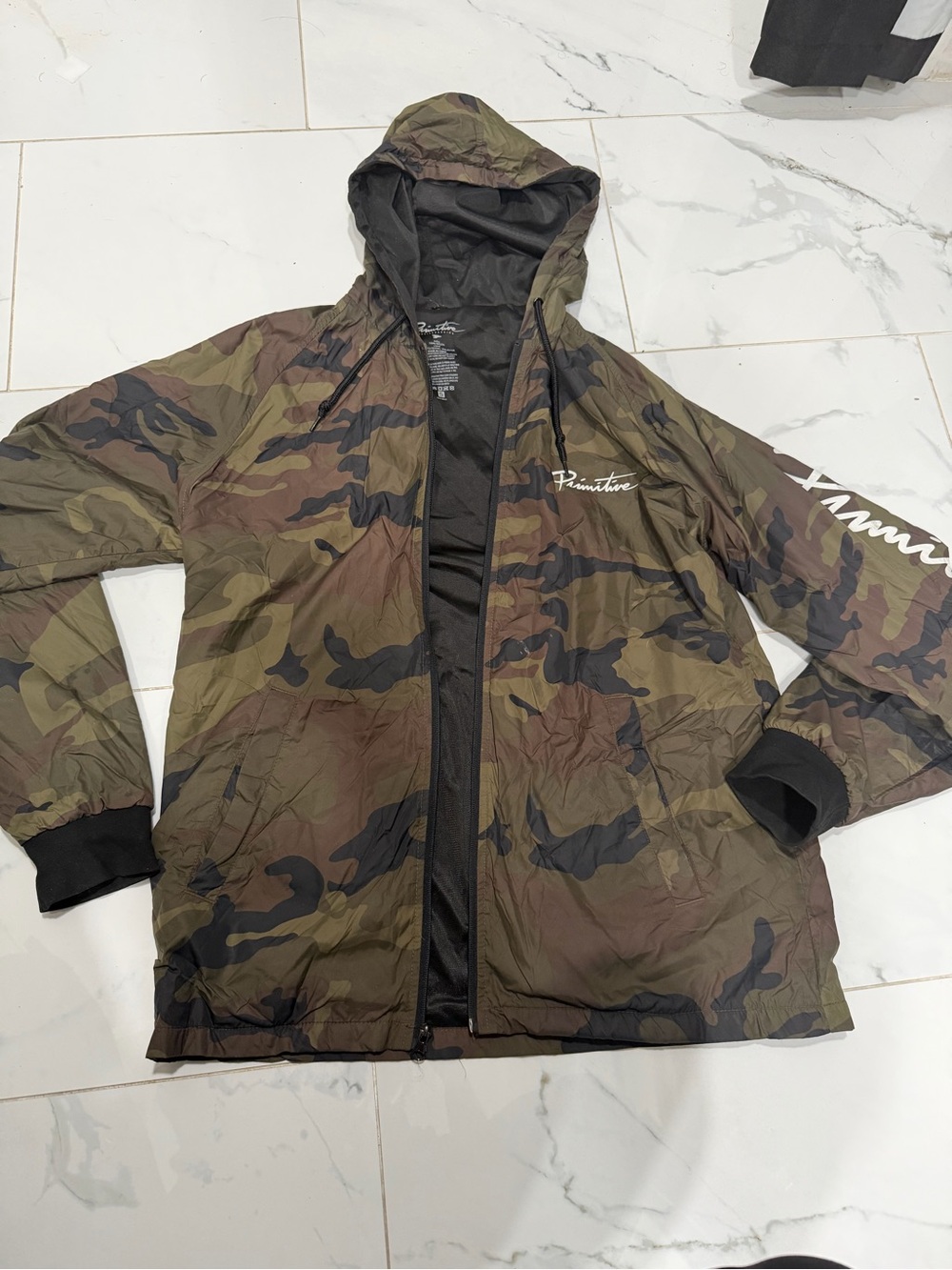 Primitive Men's Camo Hooded Windbreaker Jacket - Green/Brown/Black